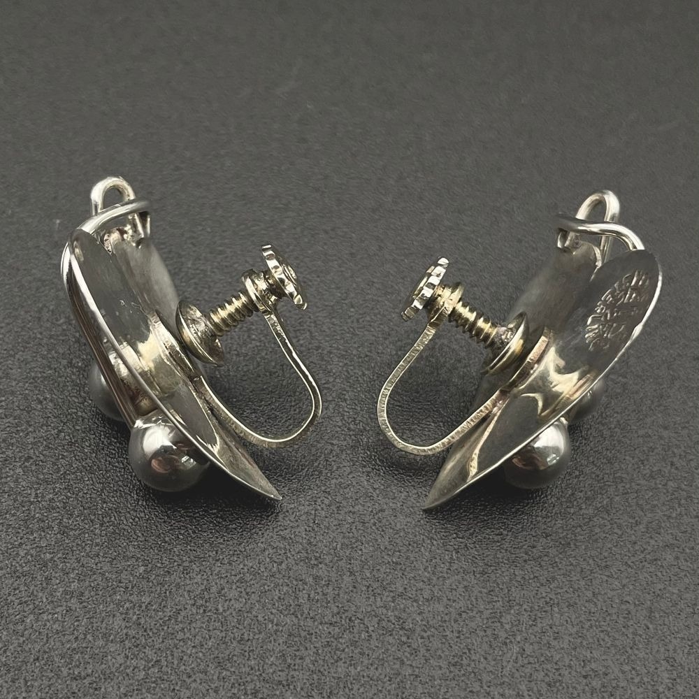 Vtg Sterling DF Mexico ETD Modern Leaf and Berry Earrings Signed Screw Back - Picture 4 of 5